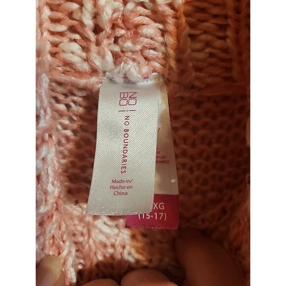 No Boundaries Knit Tunic Sweater Pink White Marble Juniors XL (15-17) Cowl Neck - Picture 3 of 5